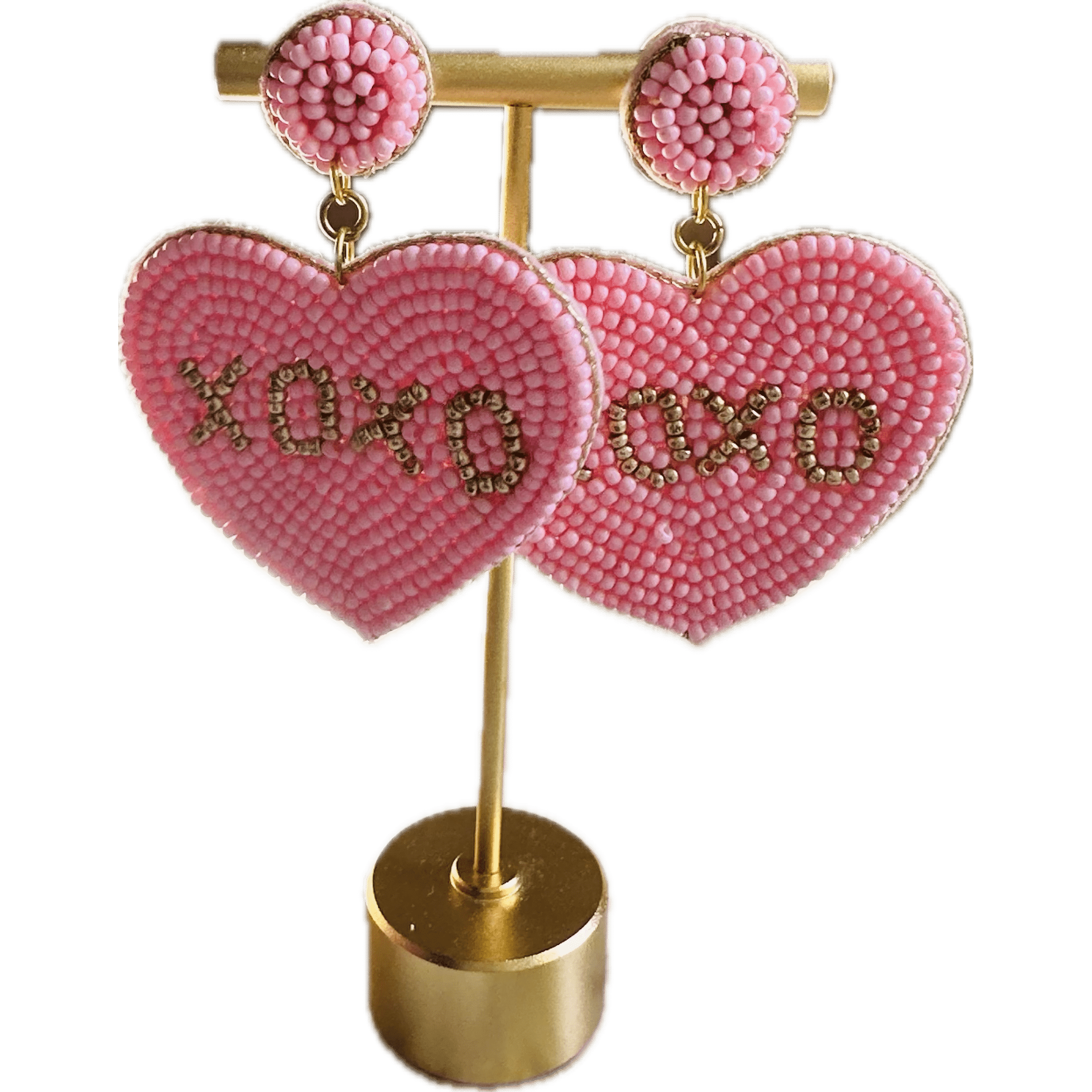 Xoxo Beaded Valentine's Earrings - Red