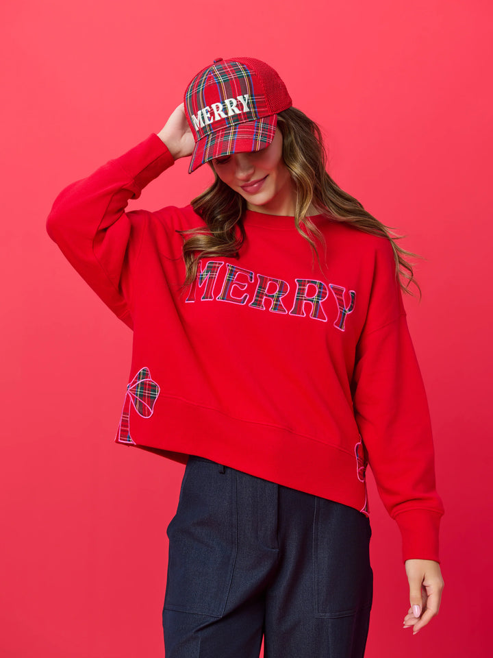 Shiraleah Red Plaid Merry Sweatshirt