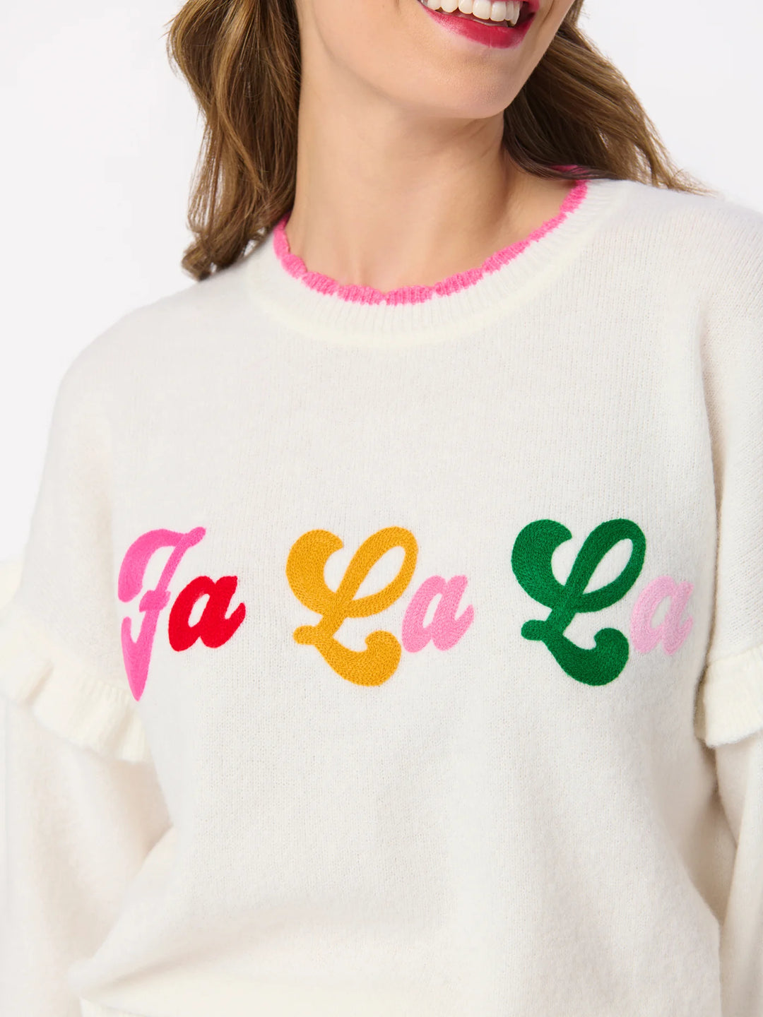 Shiraleah Fa La La Ruffle Sleeve Sweater