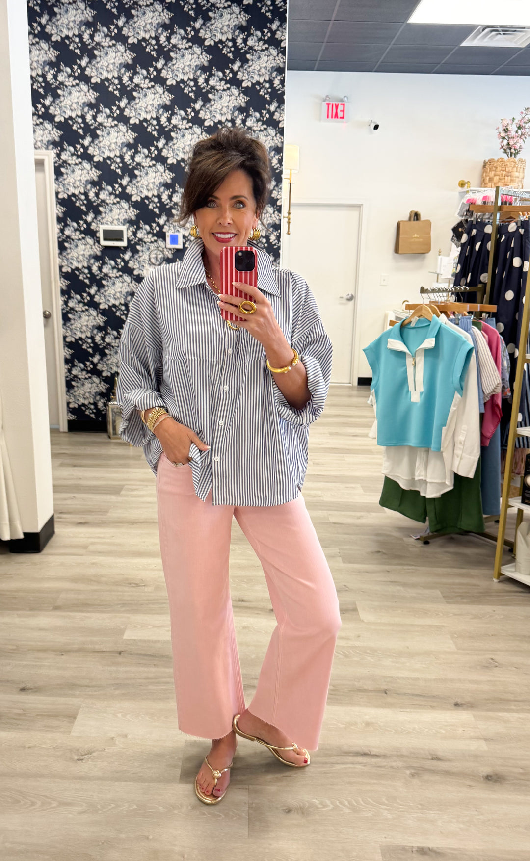 Gray Stripe Top