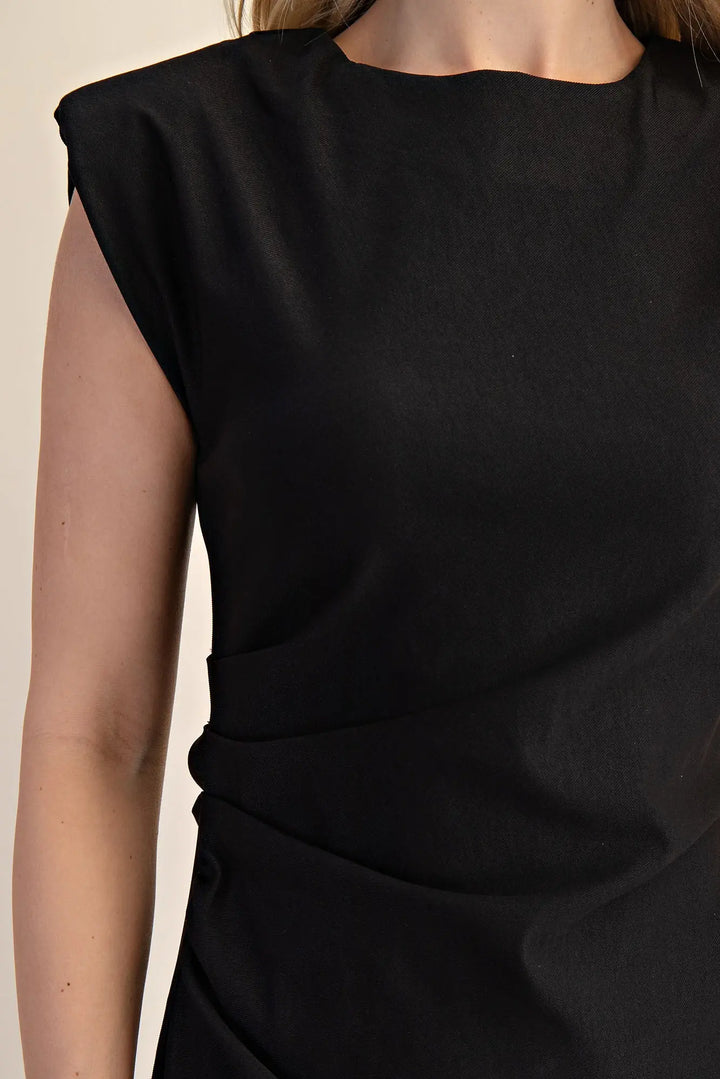 Black Sculpted Midi Dress