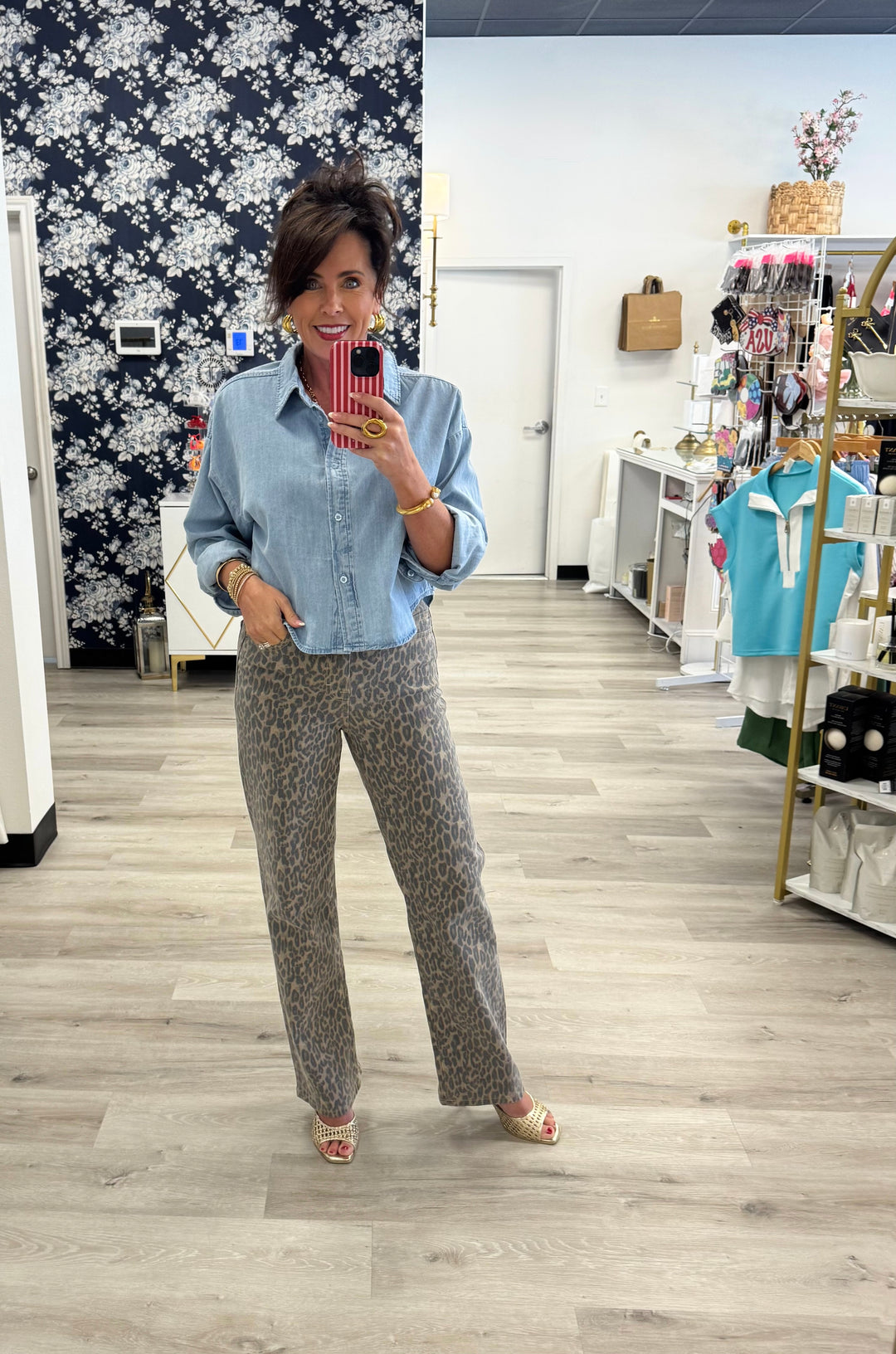 Ella Cheetah Denim Pants