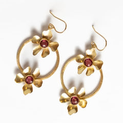 Winton + Waits Stacked Floral Earring- Magenta