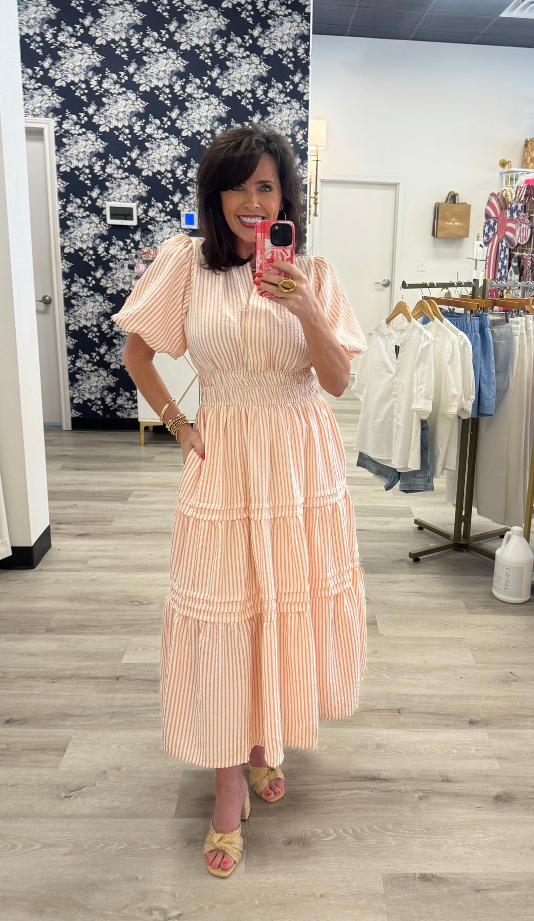 Mariselle Stripe Midi Dress