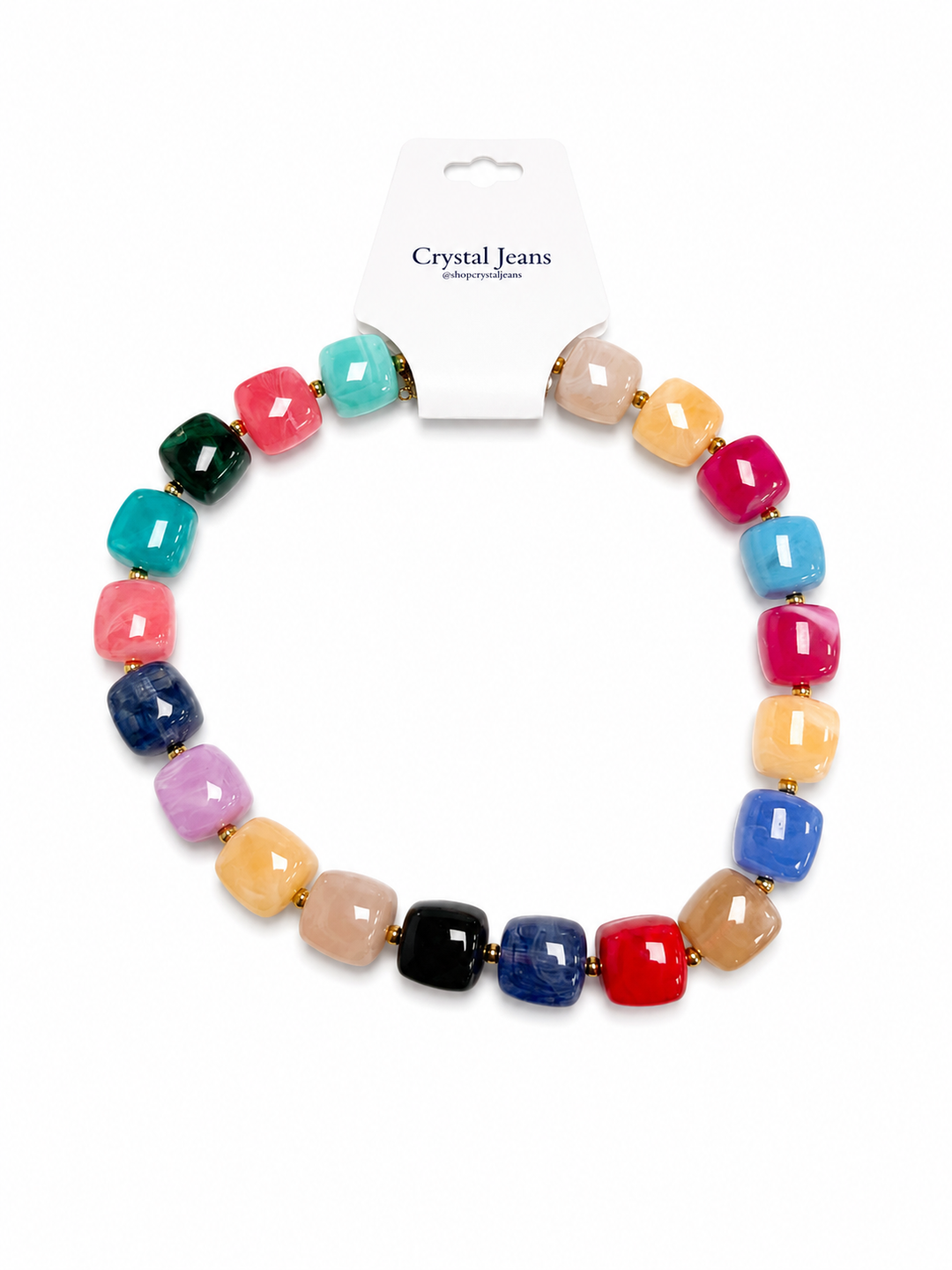 Mixed Colors Square  Bead Necklace