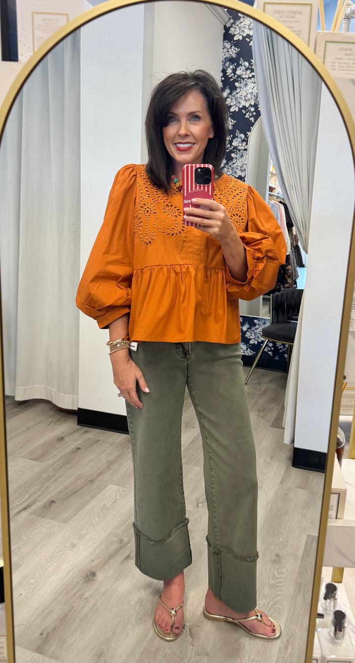 Burnt Olive Denim Pants