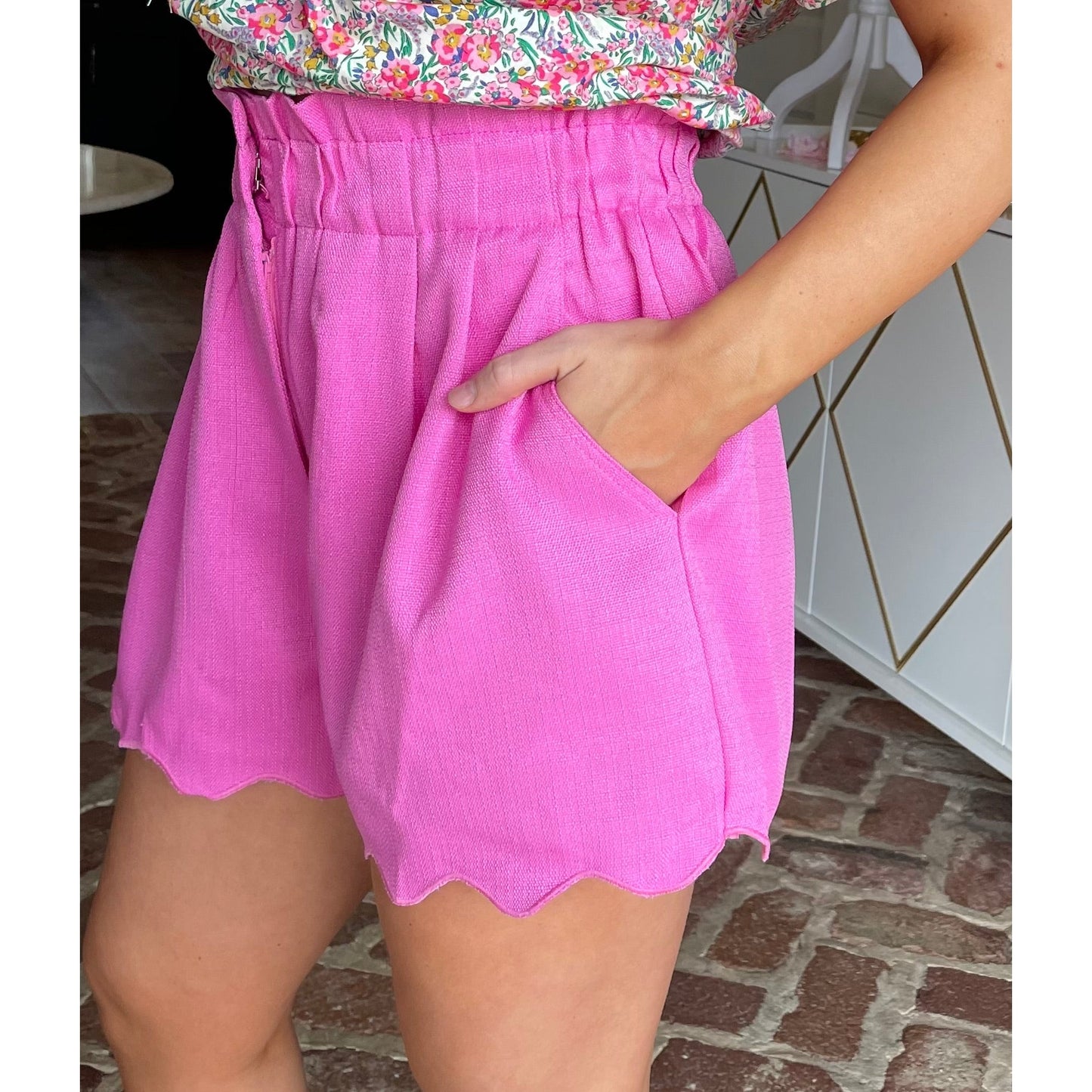 Pink Scallop Shorts