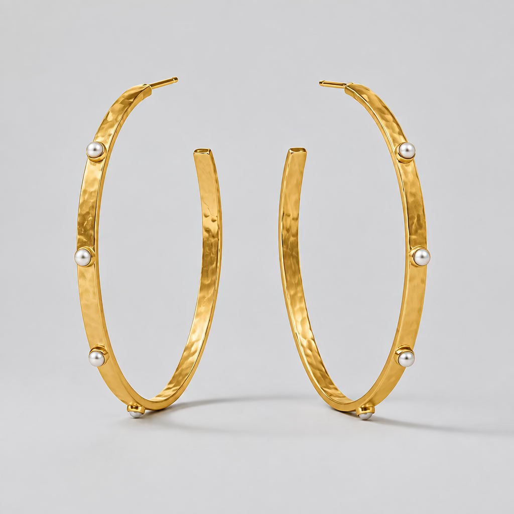 Julie Vos Crescent Stone Hoop-Extra Large
