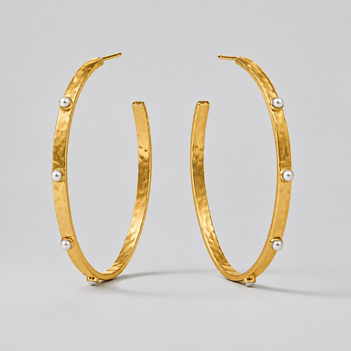 Julie Vos Crescent Stone Hoop-Extra Large