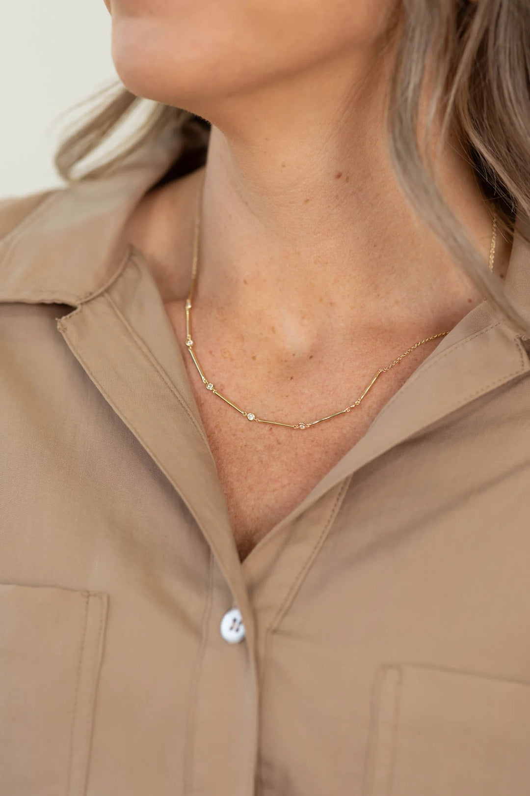 Sleek Crystal Bar Necklace