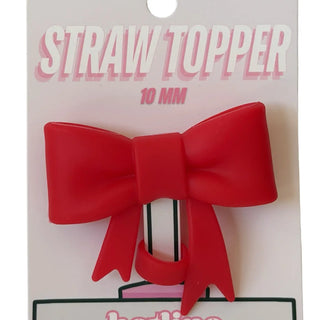 Red Bow Straw Topper