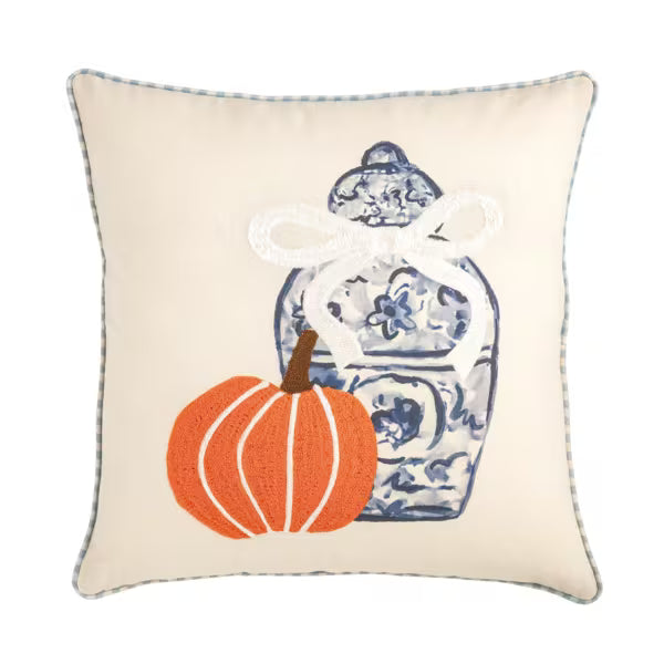 Mud Pie Square Pumpkin Topiary Pillow