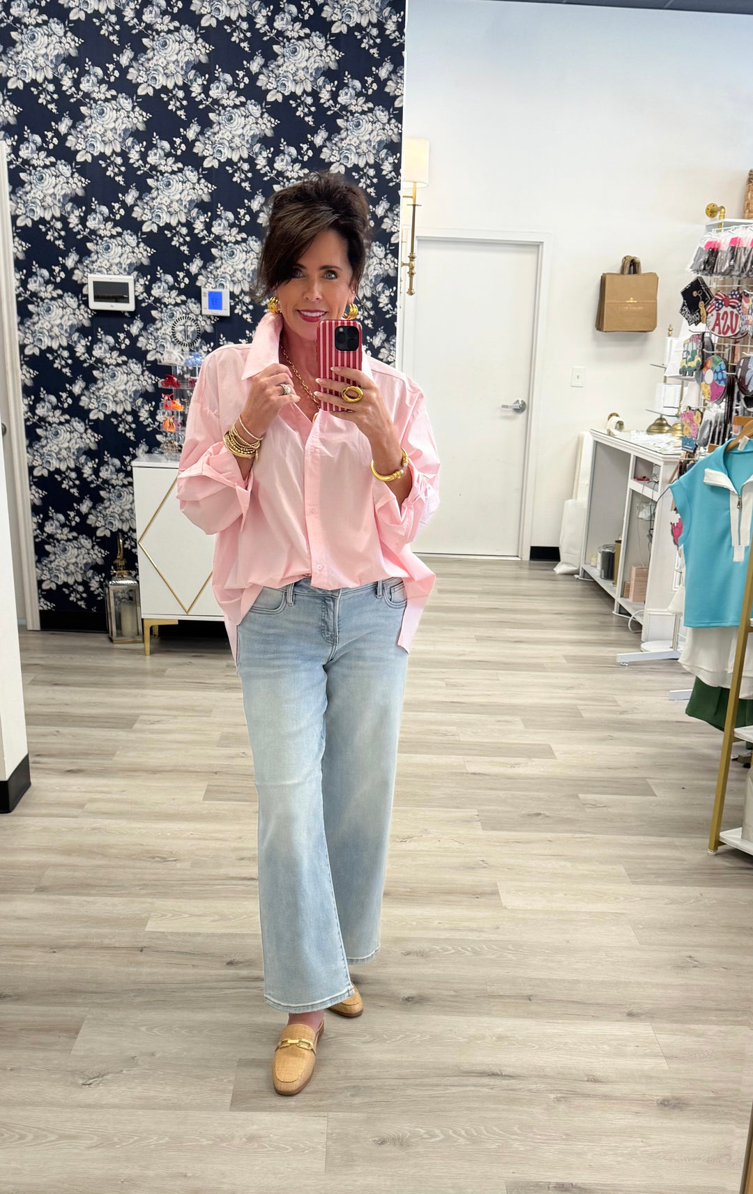 Pink Oxford Top