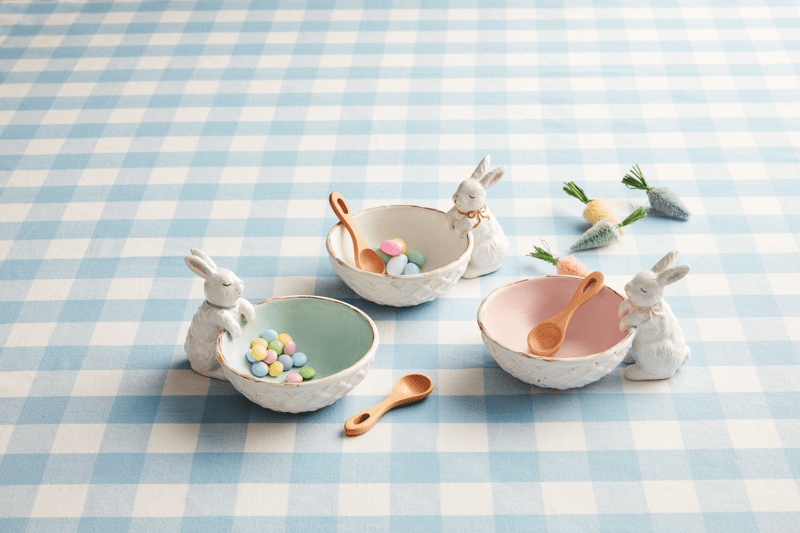Mud Pie White Bunny Candy Dish Set