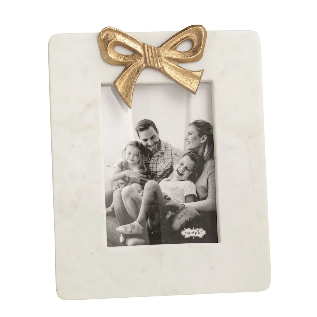 Mud Pie Large Gold Bow Marble Frame