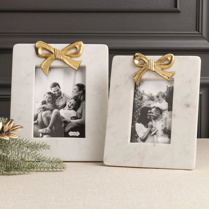 Mud Pie Large Gold Bow Marble Frame