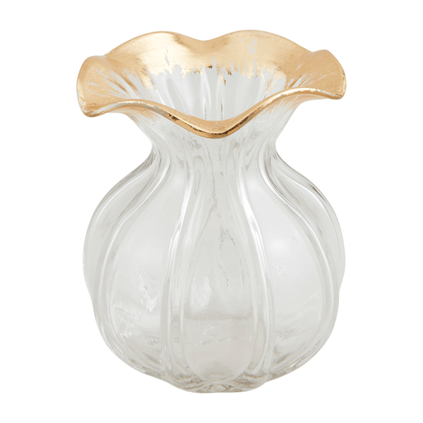 Mud Pie Small Gold Edge Ruffle Vase