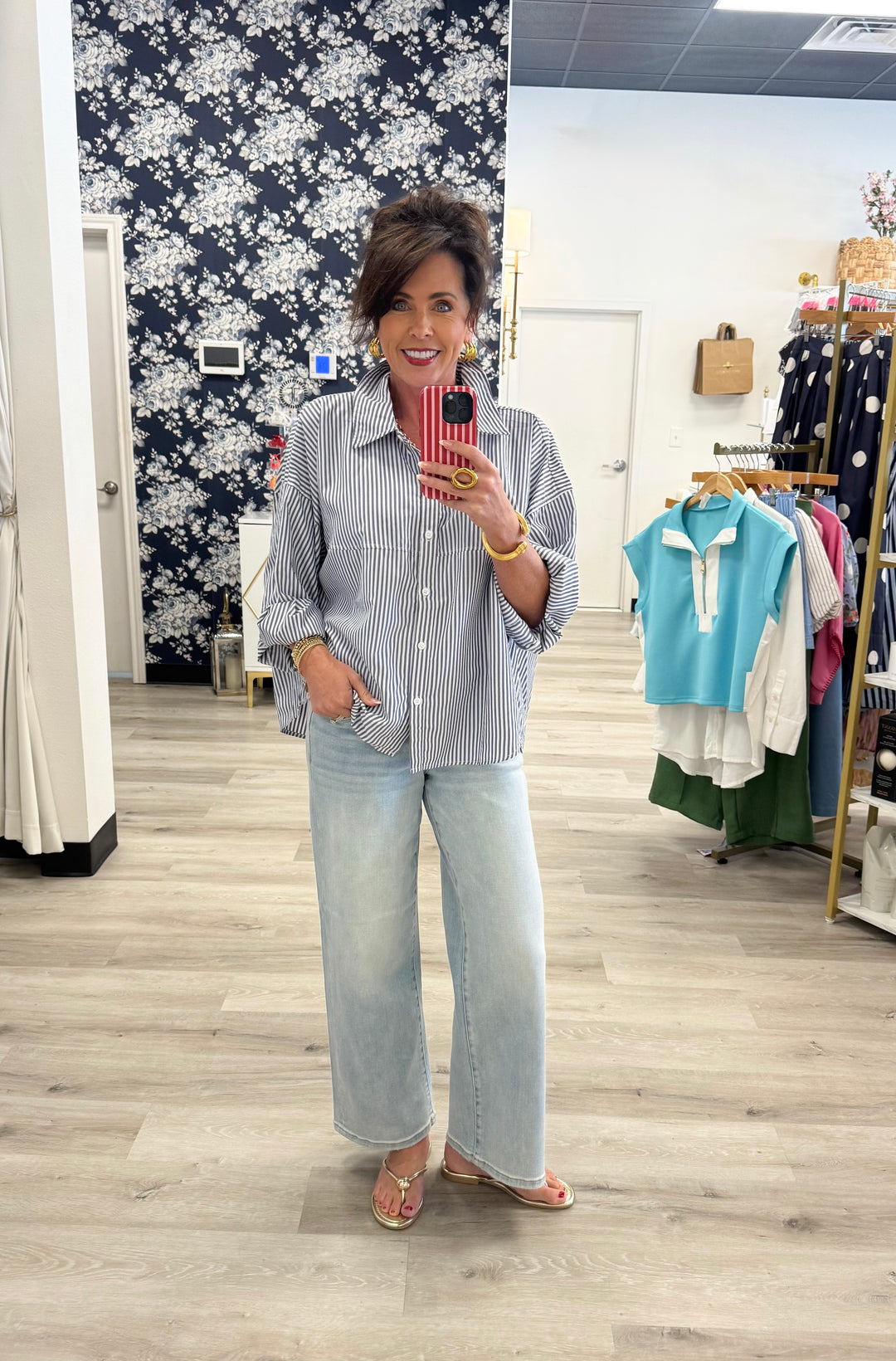 Gray Stripe Top