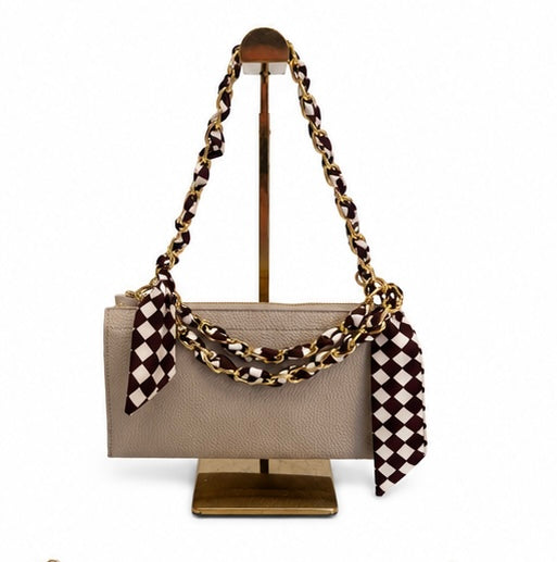 SILK SCARF PHONE/PURSE STRAP- Brown/Cream Checkered