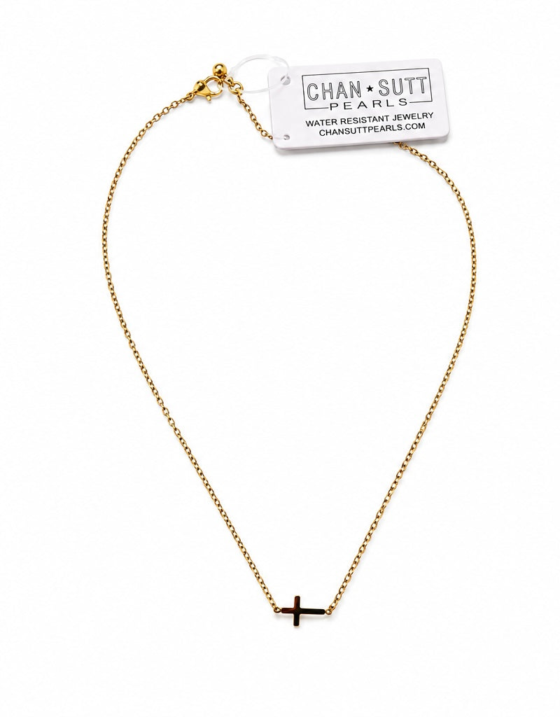Dainty Cross Necklace by Chansuttpearls