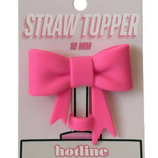 Hot Pink Bow Straw Topper