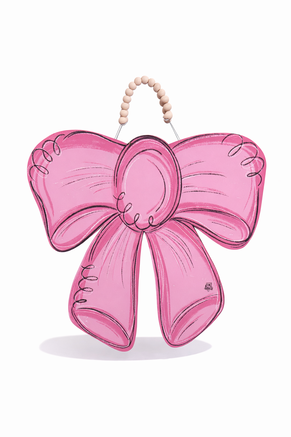 DK Designs Pink Bow Large Door Hanger