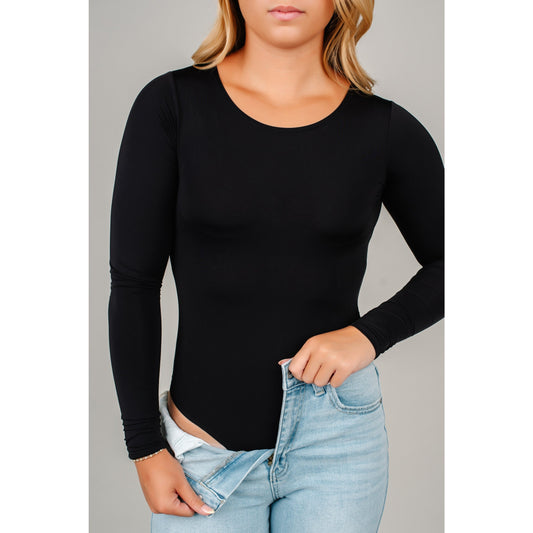 Basic Long Sleeve Black Bodysuit