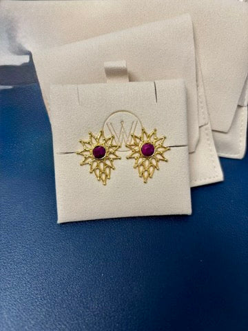 Winton + Waits Starburst Stud-Garnet