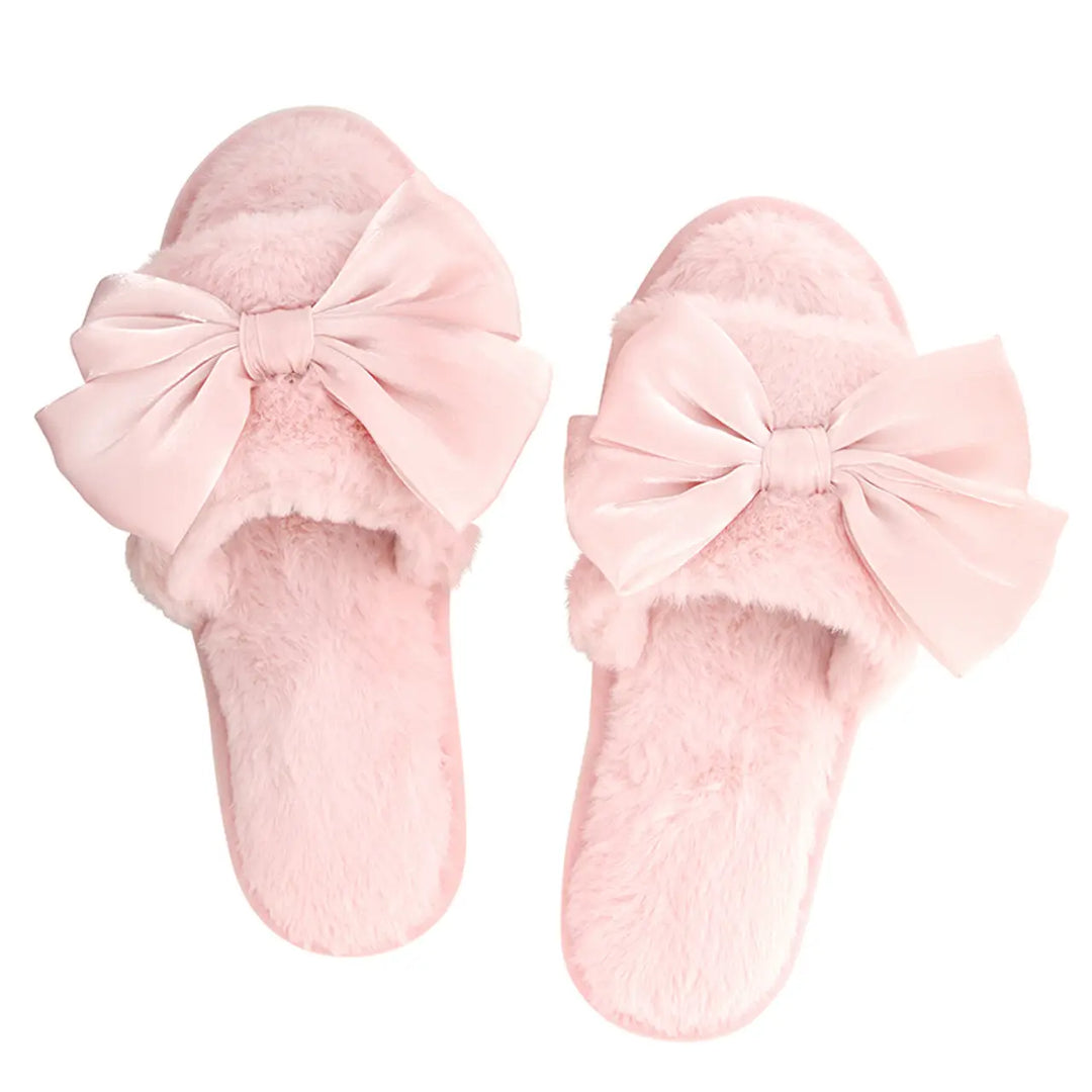 Light Pink Blush Bow Slippers
