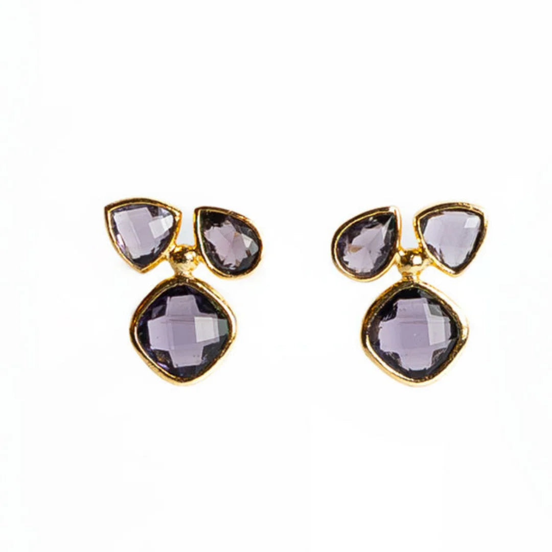 Winton + Waits Gemstone Stud Earring -Amethyst