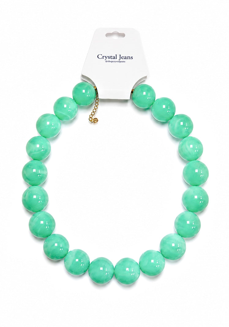 Aqua Round  Bead choker