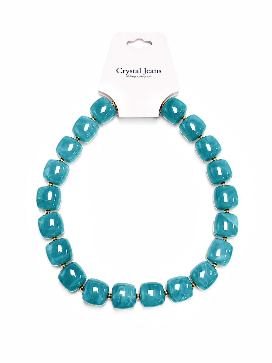 Aqua Square Bead Necklace