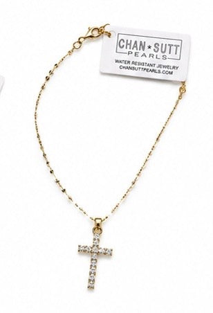 XL Diamond Cross Necklace by Chansuttpearls