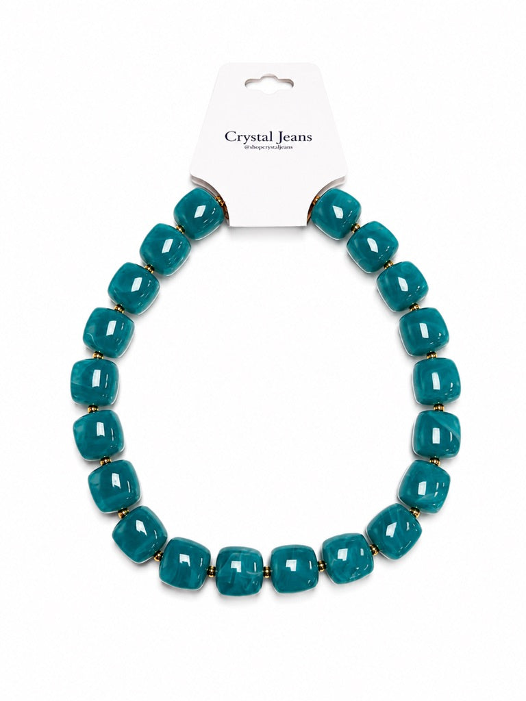 Turquoise Square Bead Necklace