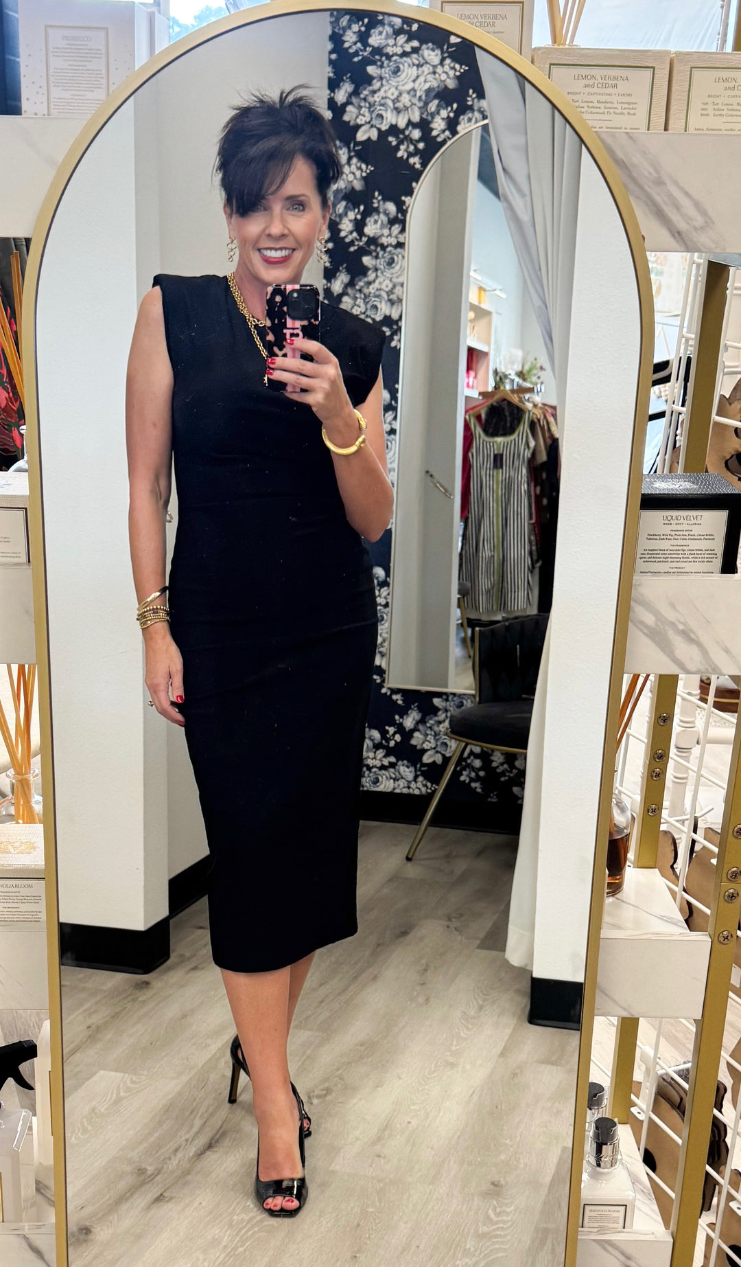 Black Sculpted Midi Dress
