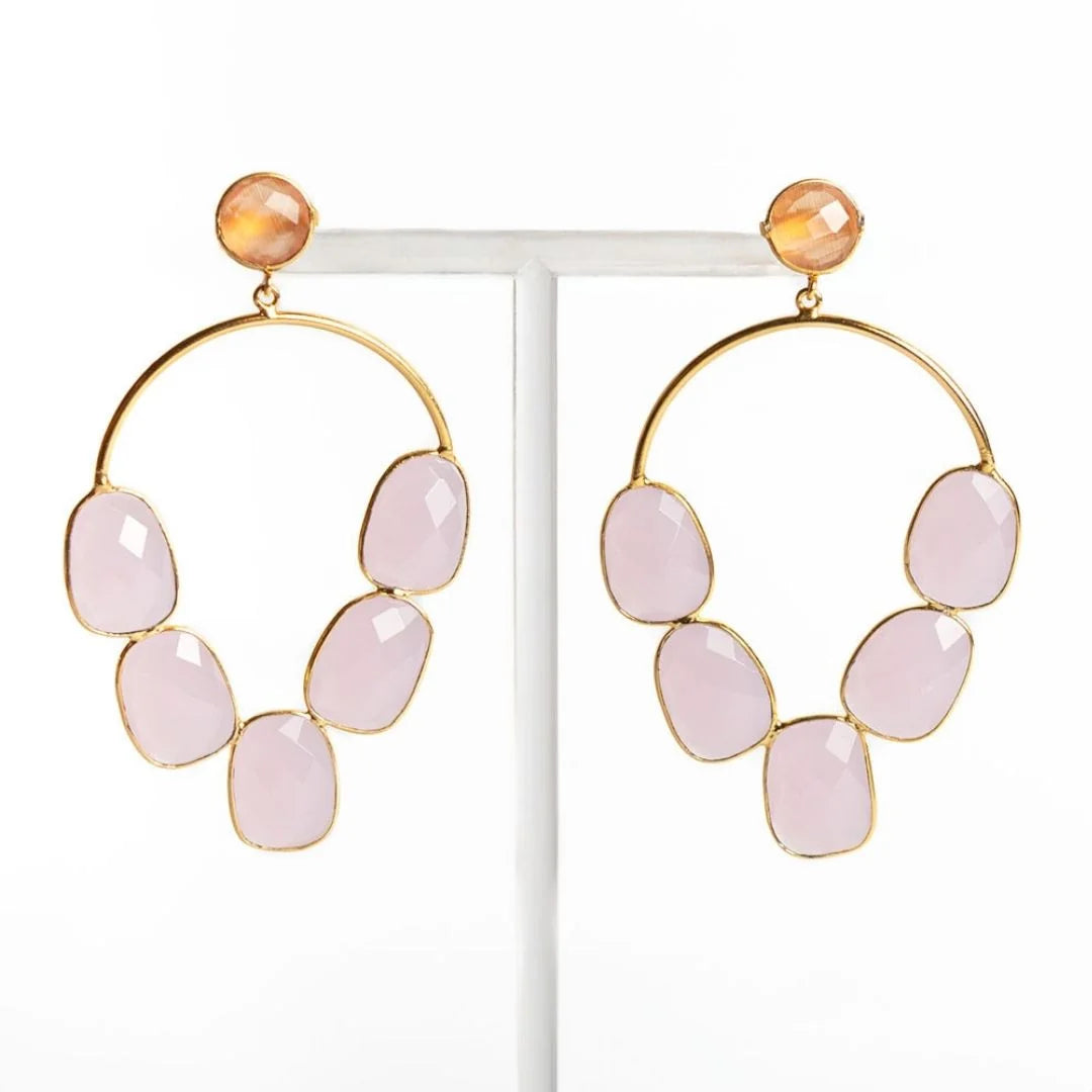 Winton + Waits Gem Chandelier Earring Rose Quartz