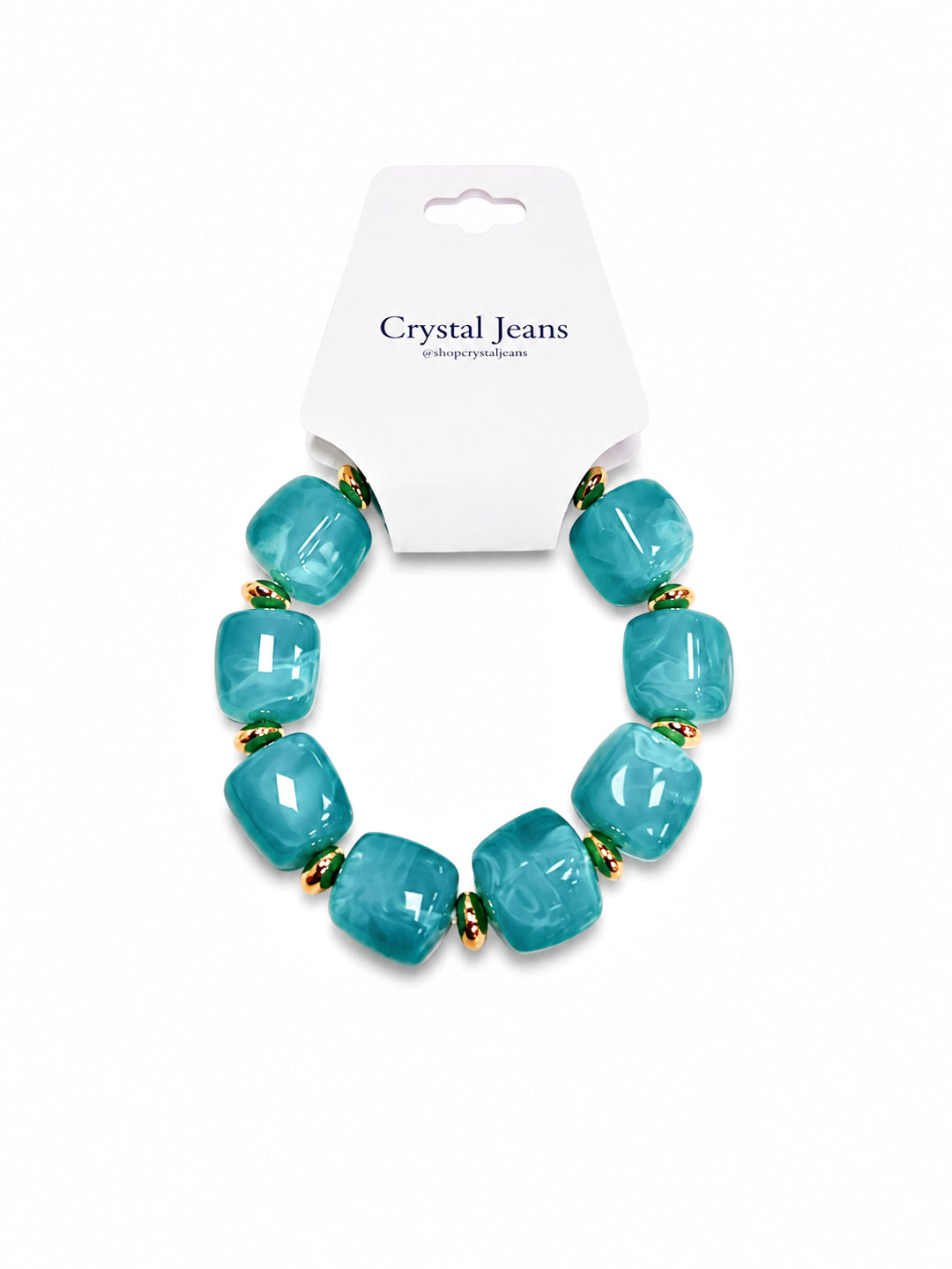 Aqua Square Bead Bracelet