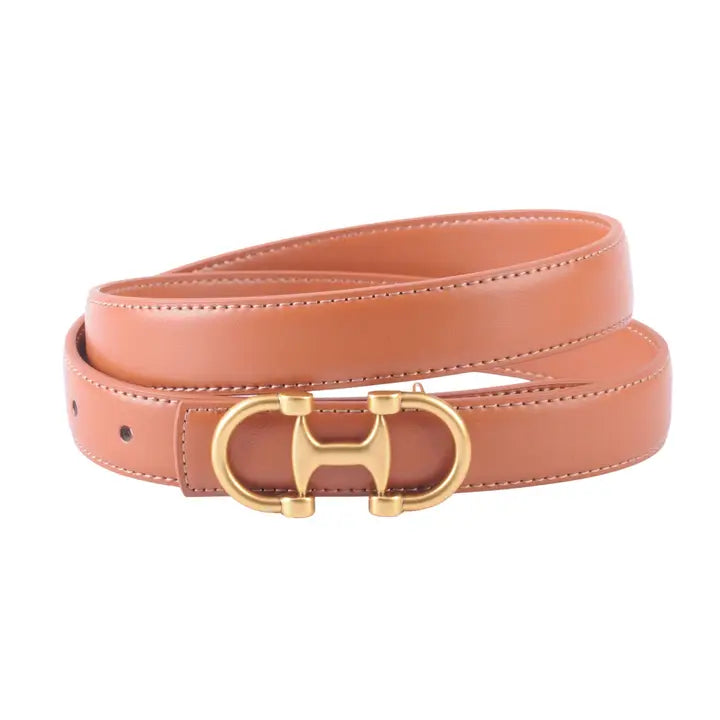 Cognac/Gold Horsebit Buckle Belt