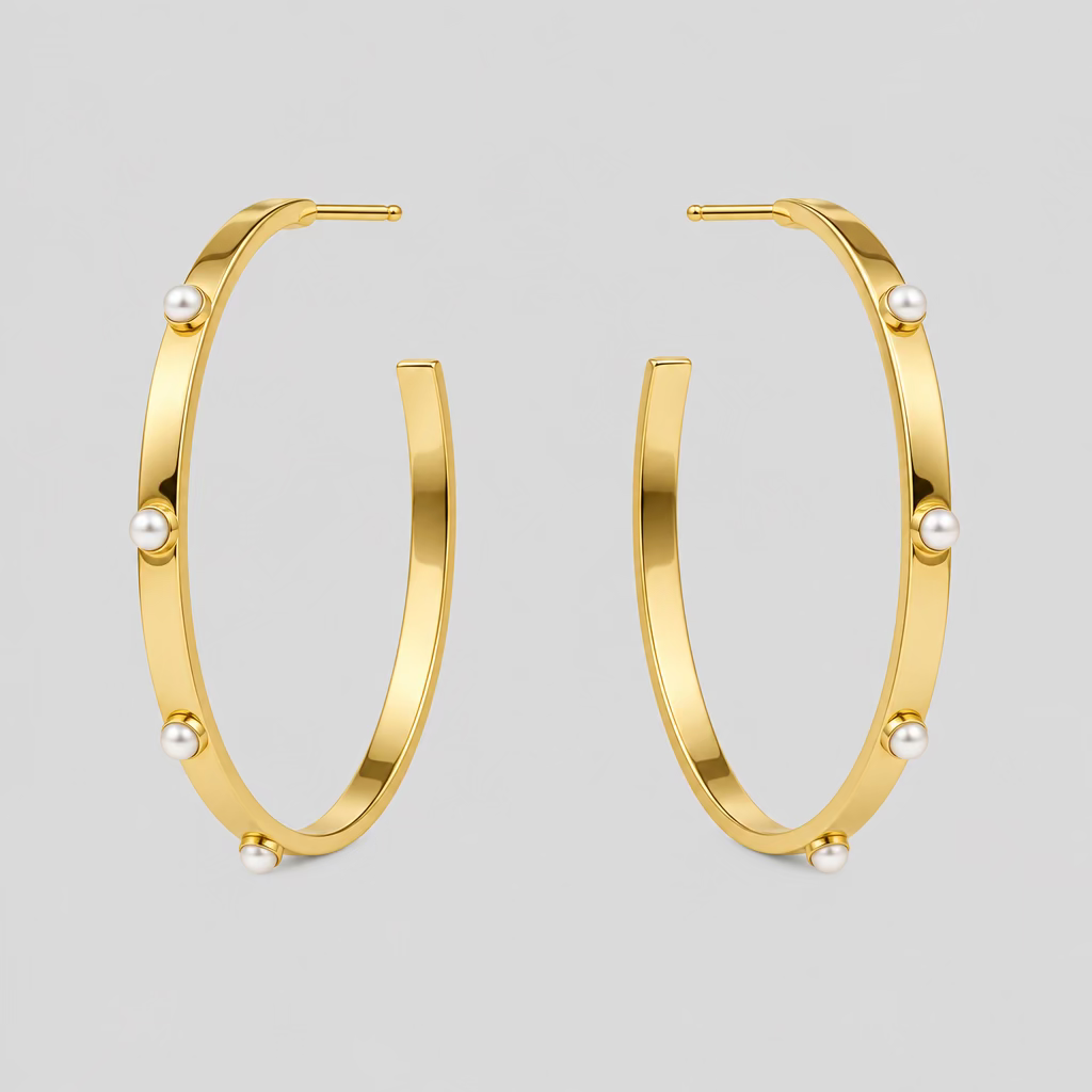 Julie Vos Crescent Stone Hoop-Large