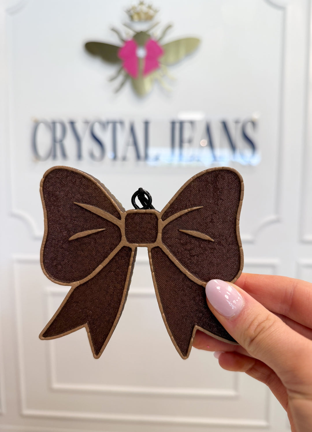 Crystal Jeans Private Blend Car Freshie -Brown Bow