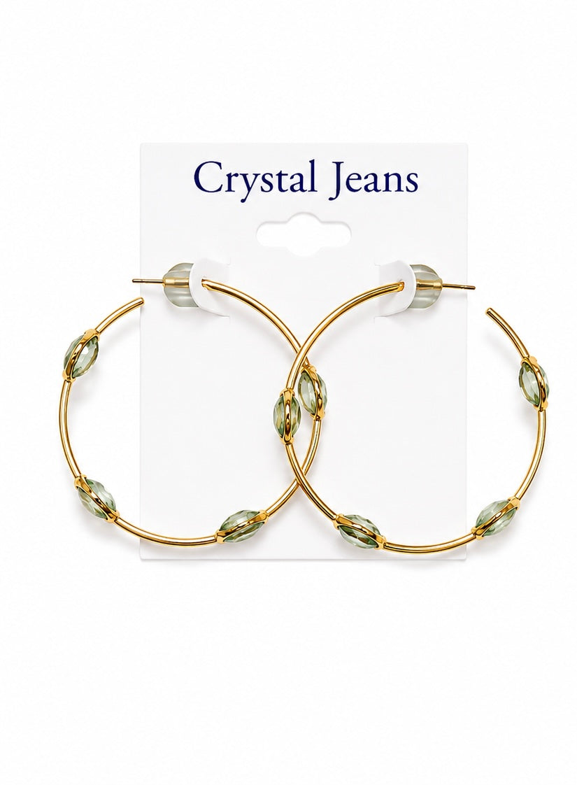 Aqua Gemstone Hoop Earrings