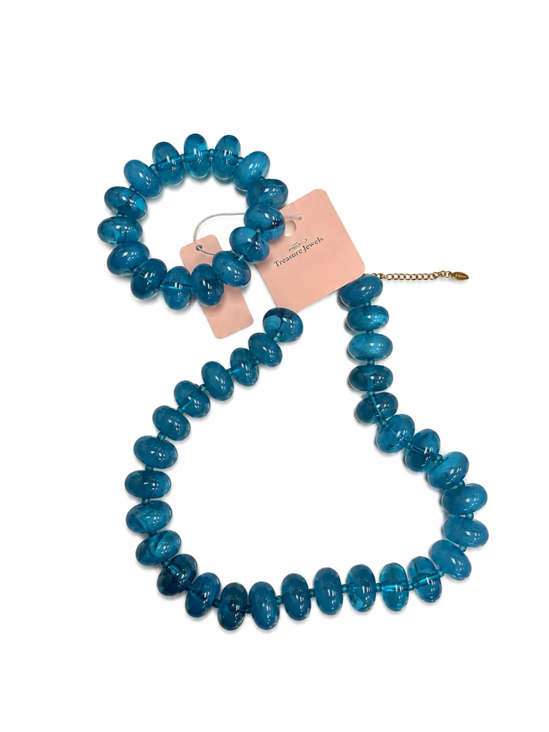 Treasure Jewels Sugar Bead Necklace Set Aqua