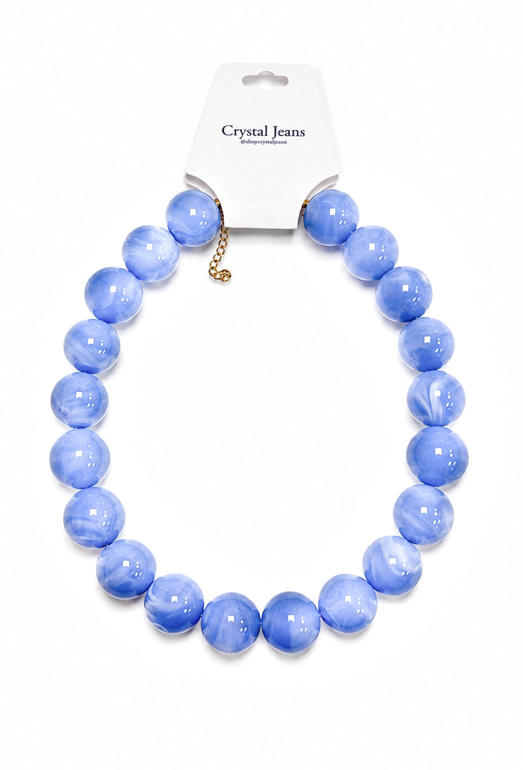 Light Blue Round  Bead choker