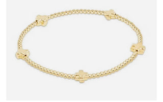 enewton small signature cross 2mm bead bracelet- gold
