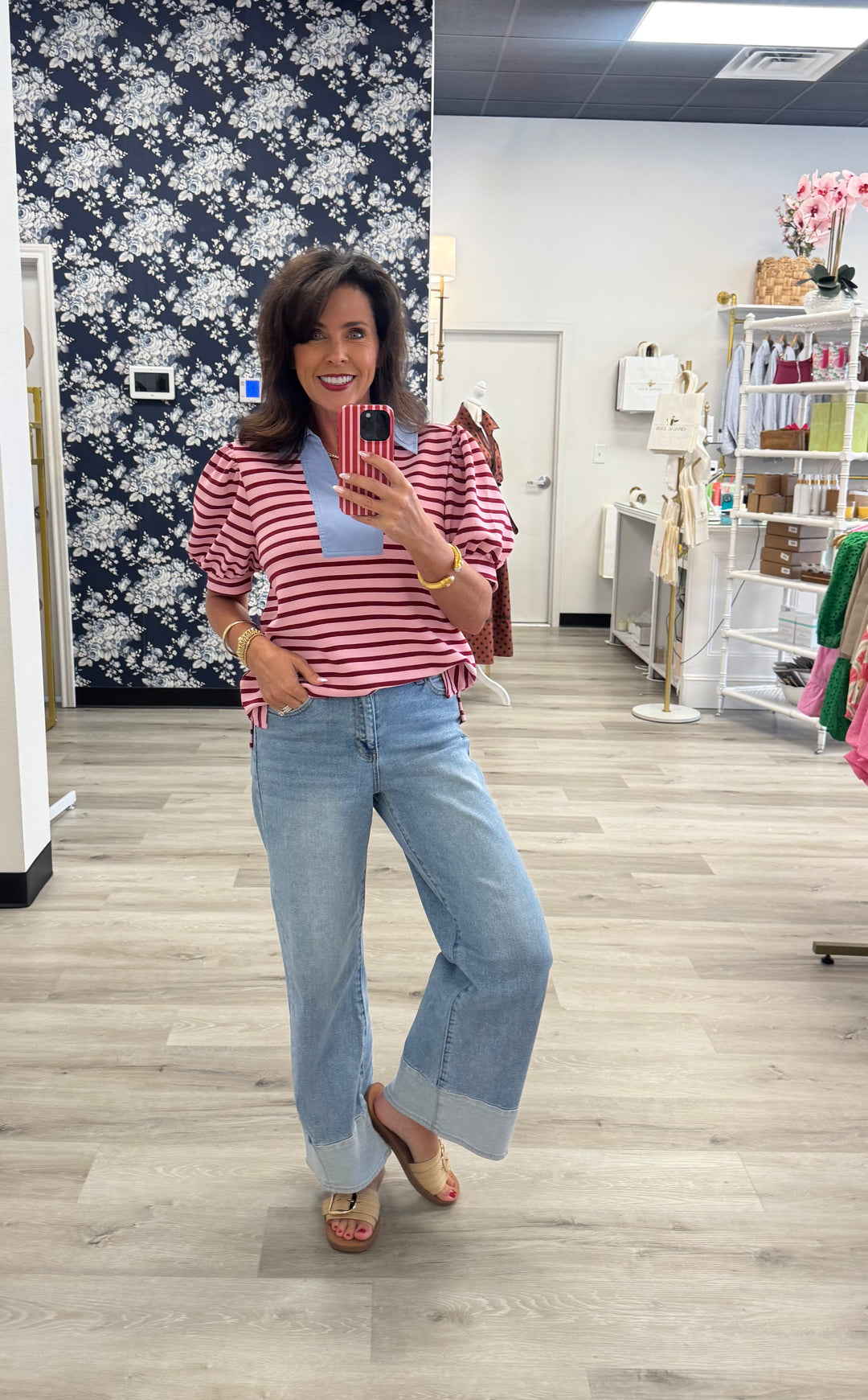 Pink Striped Top