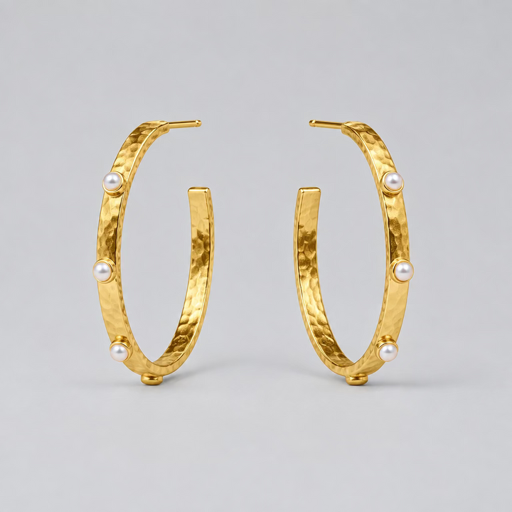 Julie Vos Crescent Stone Hoop-Medium