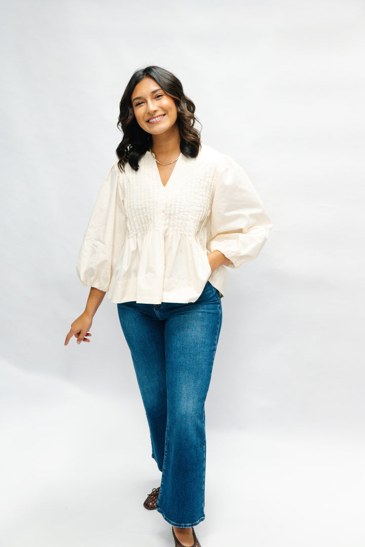 Ivory Lane Pleated Top