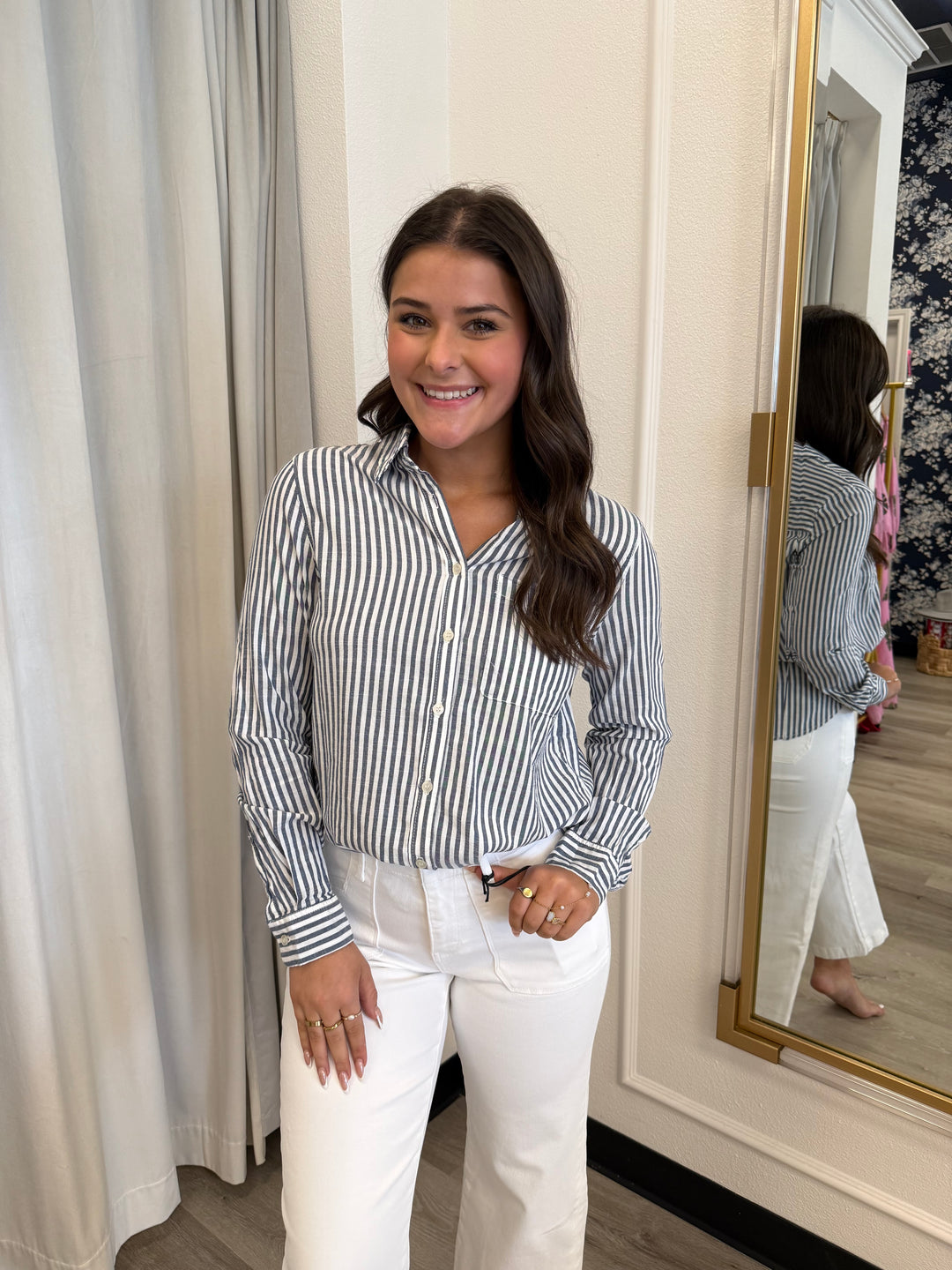 Collins Stripe Button Down Top