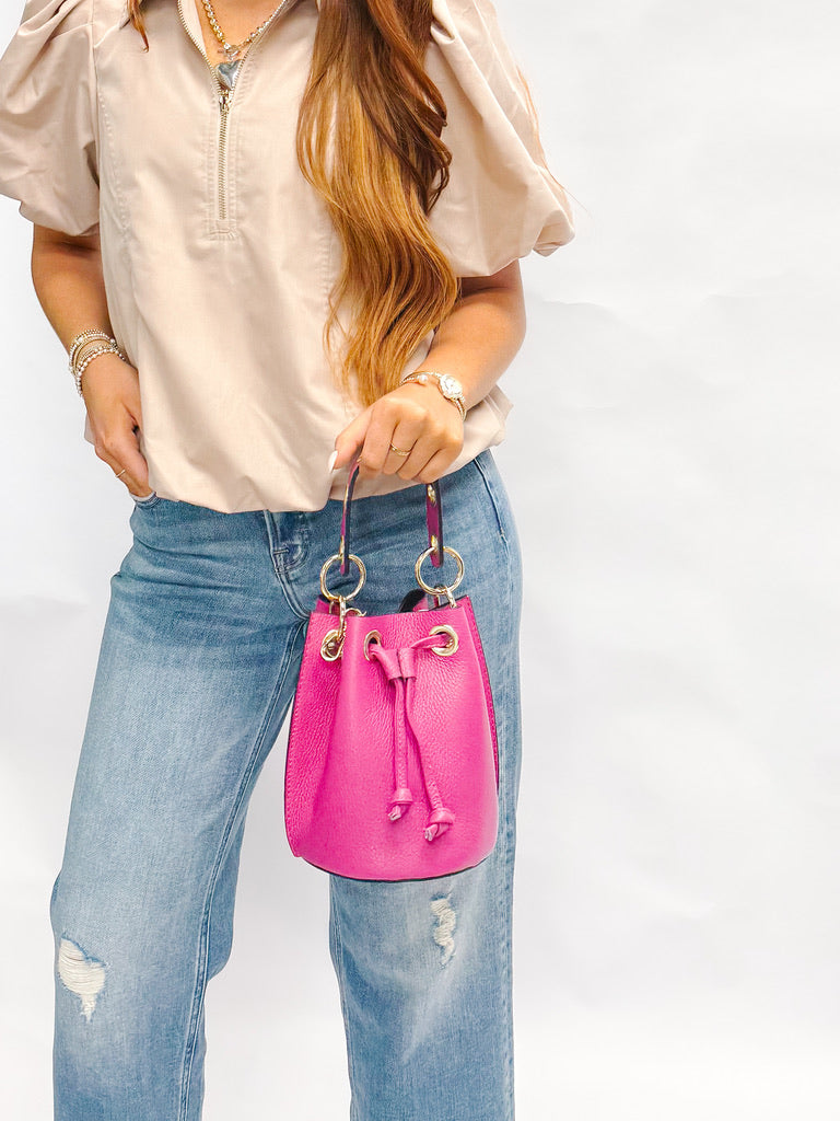 German Fuentes Fuschia Bucket Bag