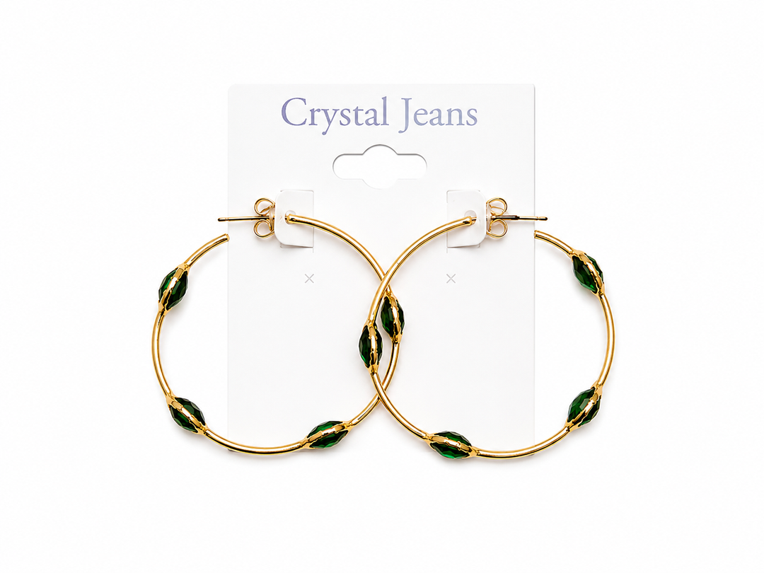 Emerald Gemstone Hoop Earrings